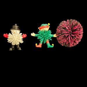 Vintage Koosh Holiday Figures Lot Snowman Elf Soft Rubber Toys Christmas